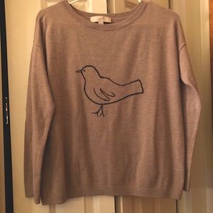 Loft sweater with bird detail.